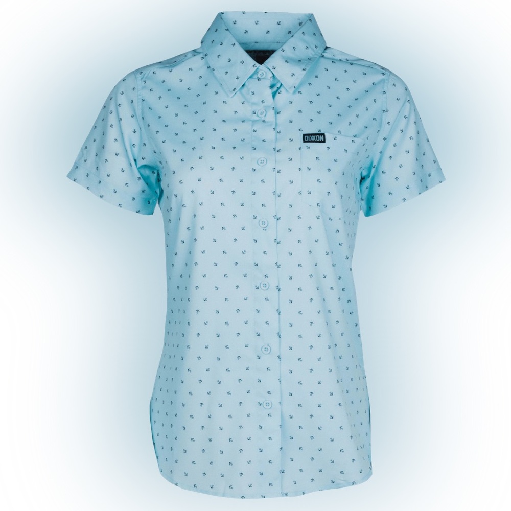 Dixxon Baby blue anchor button down women’s S